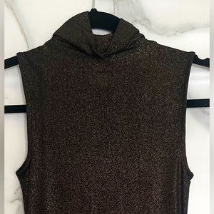 Express Black with Gold Shimmer Mock Neck Bodysuit